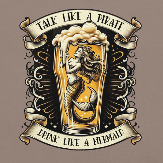 Nautical Taupe Mermaid Drinking T-Shirt